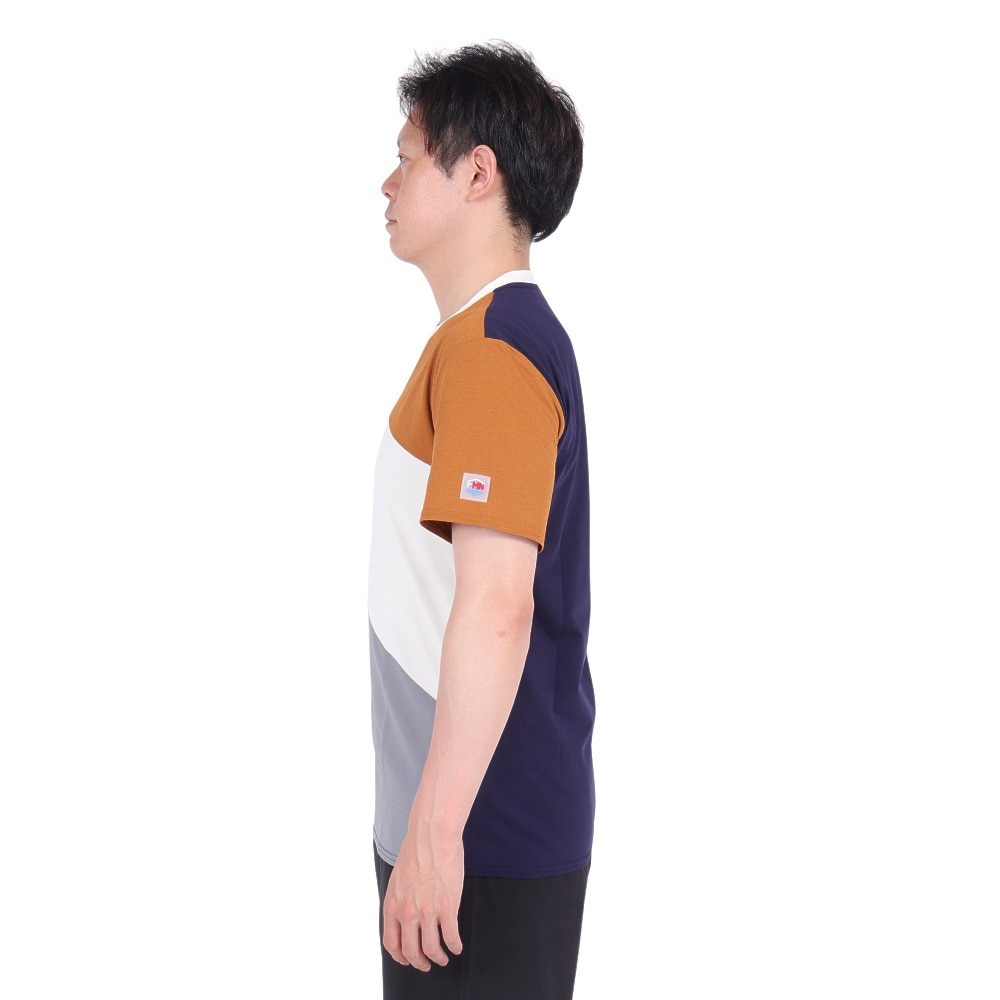 フットマーク（FOOTMARK）（メンズ）ラッシュガード 半袖 ナチュラル プルオーバー Tシャツ カラーブロック 3100315-01 UVカット 水陸両用 虫よけ