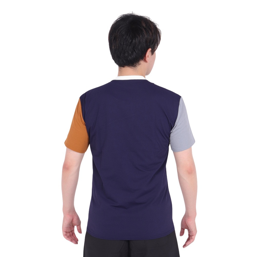 フットマーク（FOOTMARK）（メンズ）ラッシュガード 半袖 ナチュラル プルオーバー Tシャツ カラーブロック 3100315-01 UVカット 水陸両用 虫よけ