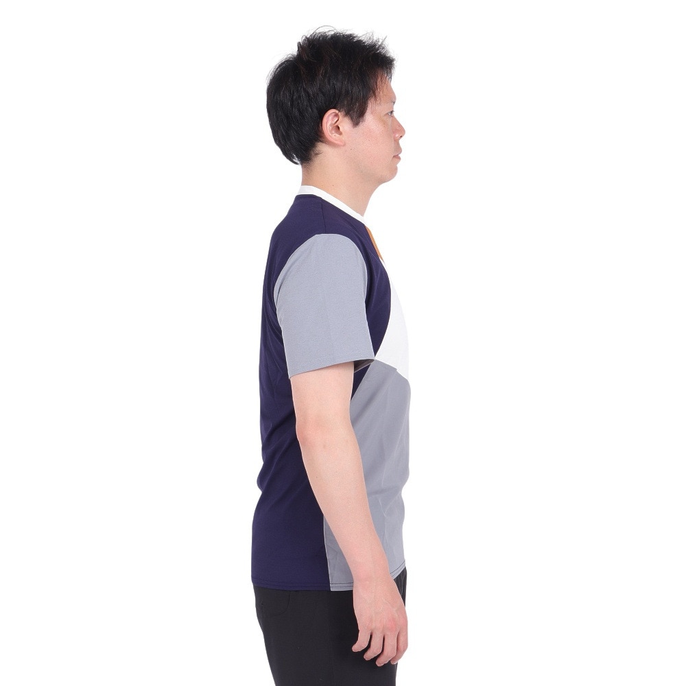フットマーク（FOOTMARK）（メンズ）ラッシュガード 半袖 ナチュラル プルオーバー Tシャツ カラーブロック 3100315-01 UVカット 水陸両用 虫よけ