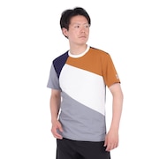 (メンズ)ラッシュガード 半袖 ナチュラル プルオーバー Tシャツ カラーブロック 3100315-01 UVカット 水陸両用 虫よけ