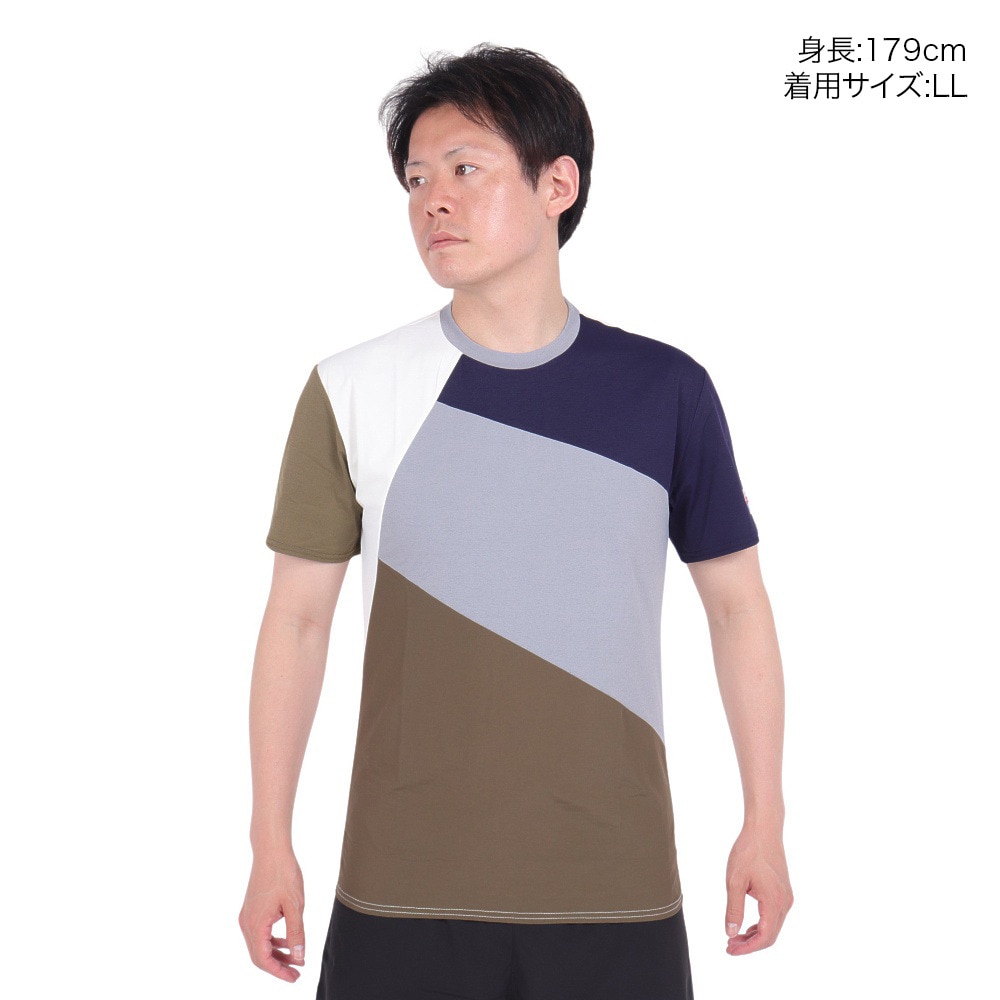 フットマーク（FOOTMARK）（メンズ）ラッシュガード 半袖 ナチュラル プルオーバー Tシャツ カラーブロック 3100315-18 UVカット 水陸両用 虫よけ
