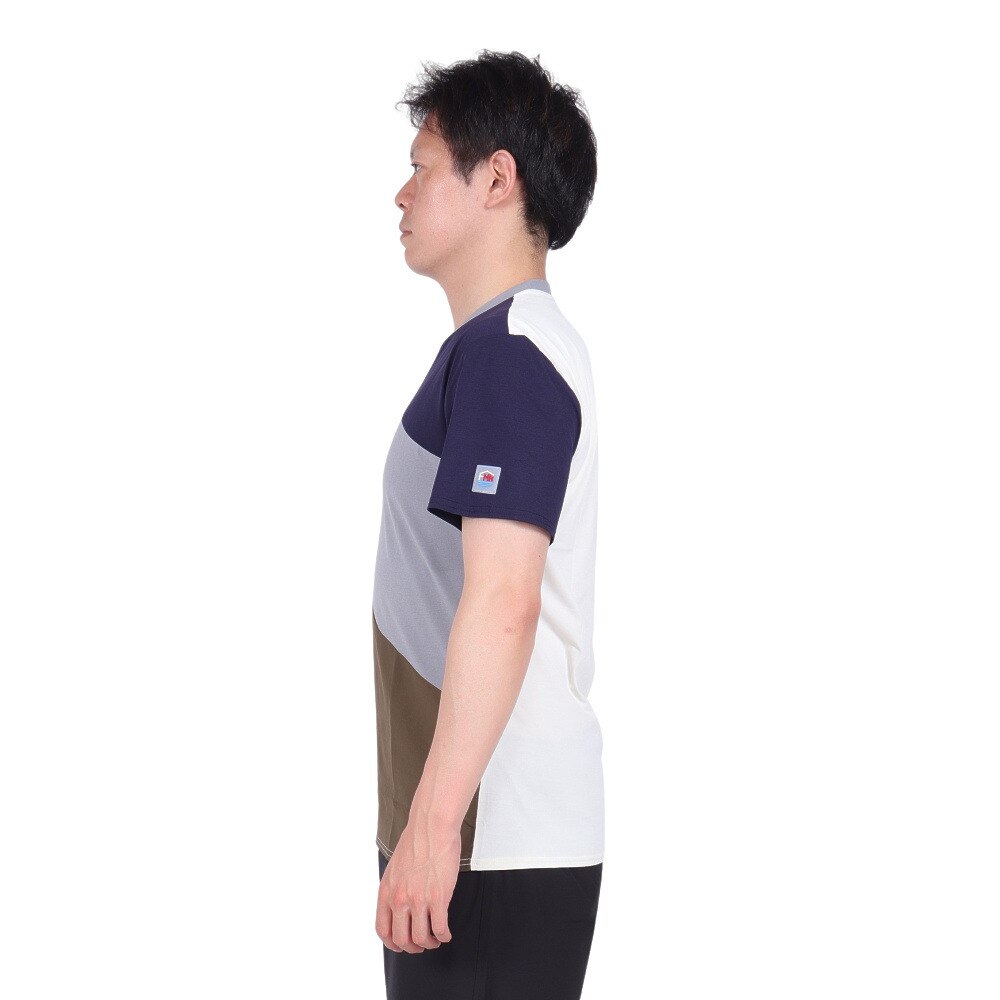 フットマーク（FOOTMARK）（メンズ）ラッシュガード 半袖 ナチュラル プルオーバー Tシャツ カラーブロック 3100315-18 UVカット 水陸両用 虫よけ