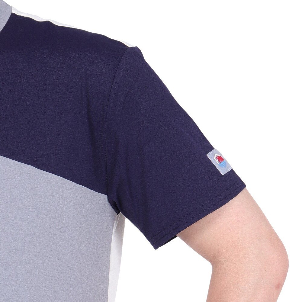 フットマーク（FOOTMARK）（メンズ）ラッシュガード 半袖 ナチュラル プルオーバー Tシャツ カラーブロック 3100315-18 UVカット 水陸両用 虫よけ