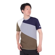 (メンズ)ラッシュガード 半袖 ナチュラル プルオーバー Tシャツ カラーブロック 3100315-18 UVカット 水陸両用 虫よけ