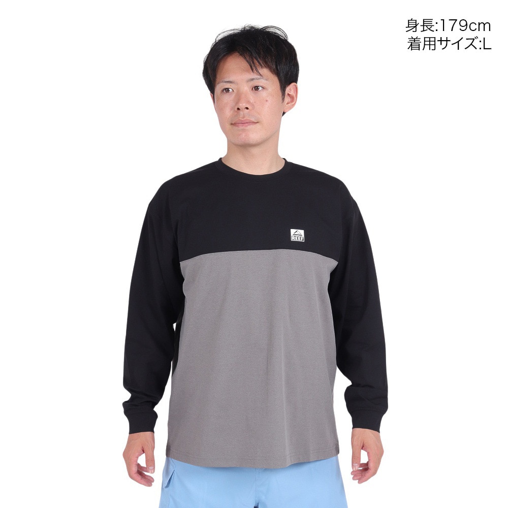 リーフ（REEF）（メンズ）ラッシュガード 長袖 BICOLOR ラッシュ長袖Tシャツ RFTEM2421-BK/GY