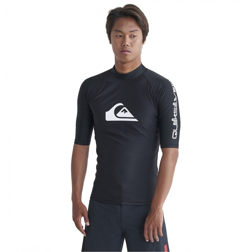 クイックシルバー（Quiksilver）（メンズ）ラッシュガード 半袖 UVカット 速乾 ALL TIME SR 24SP QLY241022 BLK1
