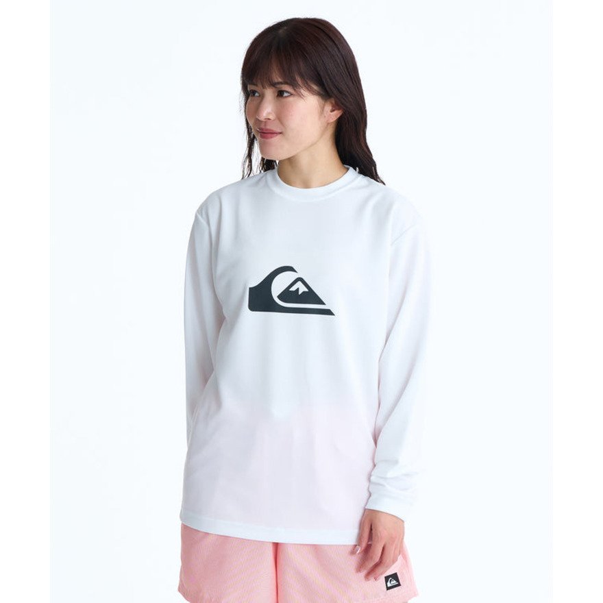 クイックシルバー（Quiksilver）（メンズ、レディース）ラッシュガード COMP ロゴ長袖サーフTシャツ 26SPQLY261013WHT