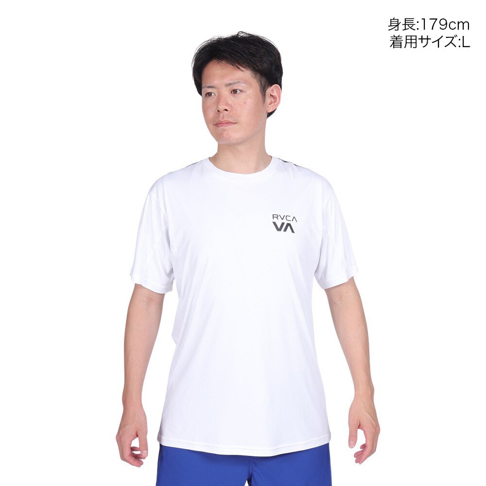 ルーカ（RVCA）（メンズ）ラッシュガード 半袖 Tシャツ 吸汗速乾 UVカット UPF50+ 紫外線対策 アウトドア スポーツ VENT TAPE ST BD041814 WHT