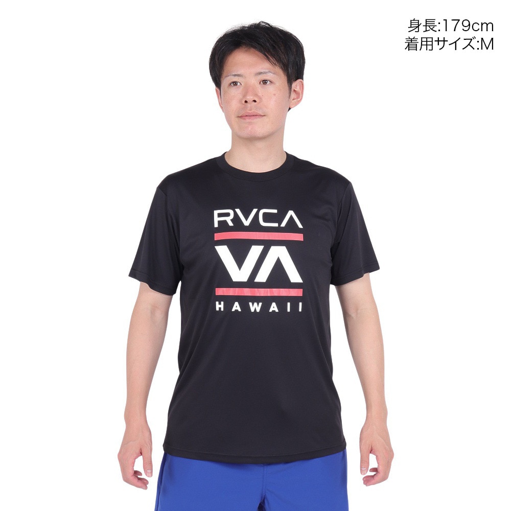 ルーカ（RVCA）（メンズ）ラッシュガード 半袖 Tシャツ 吸汗速乾 UVカット UPF50+ 紫外線対策 アウトドア スポーツ ISLAND RADIO ST BD041815 BLK