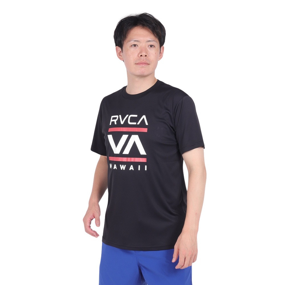 ルーカ（RVCA）（メンズ）ラッシュガード 半袖 Tシャツ 吸汗速乾 UVカット UPF50+ 紫外線対策 アウトドア スポーツ ISLAND RADIO ST BD041815 BLK