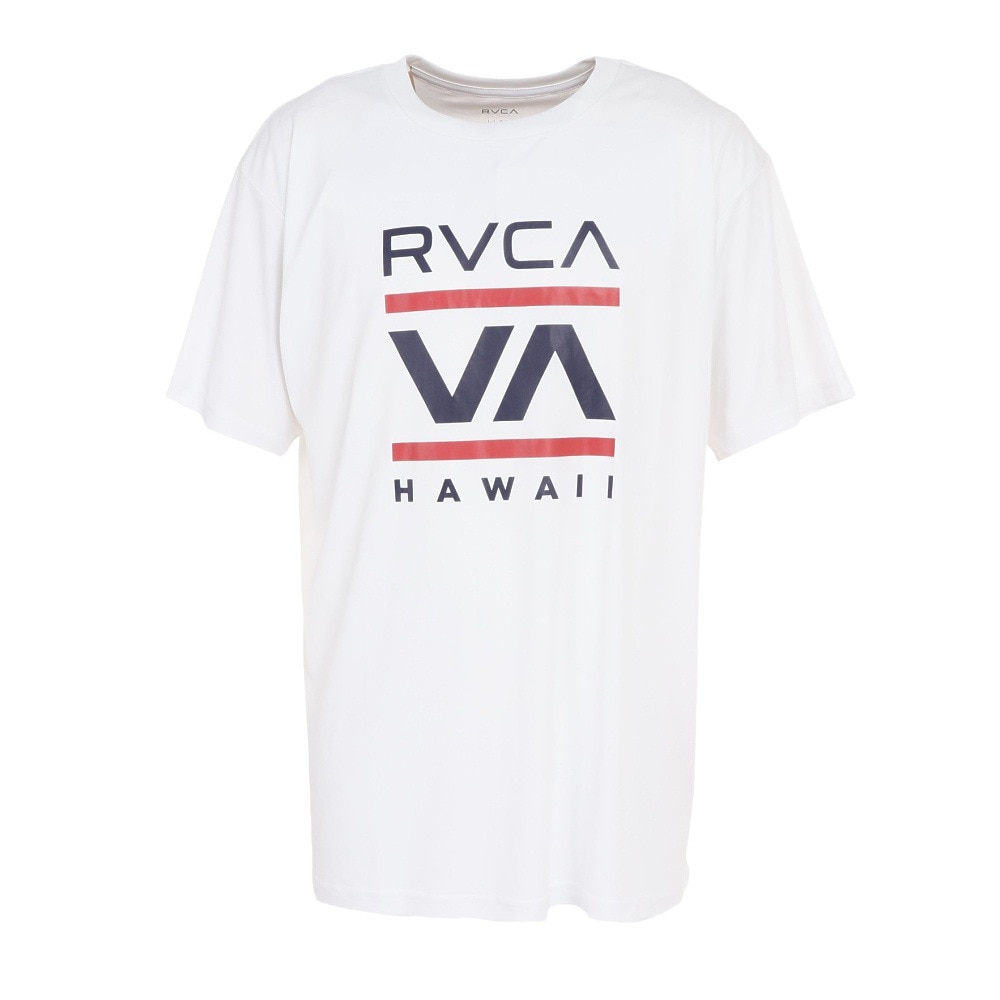 ルーカ（RVCA）（メンズ）ラッシュガード 半袖 Tシャツ 吸汗速乾 UVカット UPF50+ 紫外線対策 アウトドア スポーツ ISLAND RADIO ST BD041815 WHT