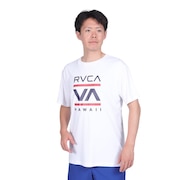 ルーカ（RVCA）（メンズ）ラッシュガード 半袖 Tシャツ 吸汗速乾 UVカット UPF50+ 紫外線対策 アウトドア スポーツ ISLAND RADIO ST BD041815 WHT