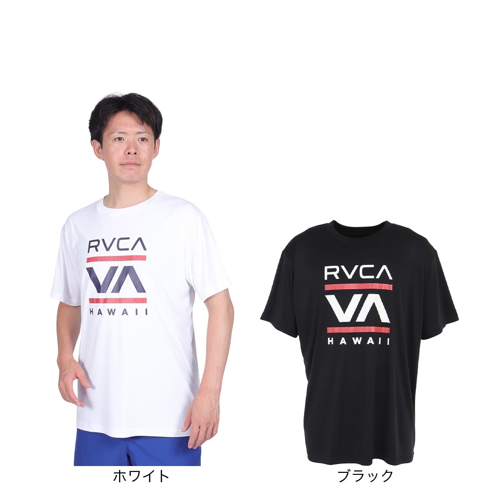 ルーカ（RVCA）（メンズ）ラッシュガード 半袖 Tシャツ 吸汗速乾 UVカット UPF50+ 紫外線対策 アウトドア スポーツ ISLAND RADIO ST BD041815 BLK
