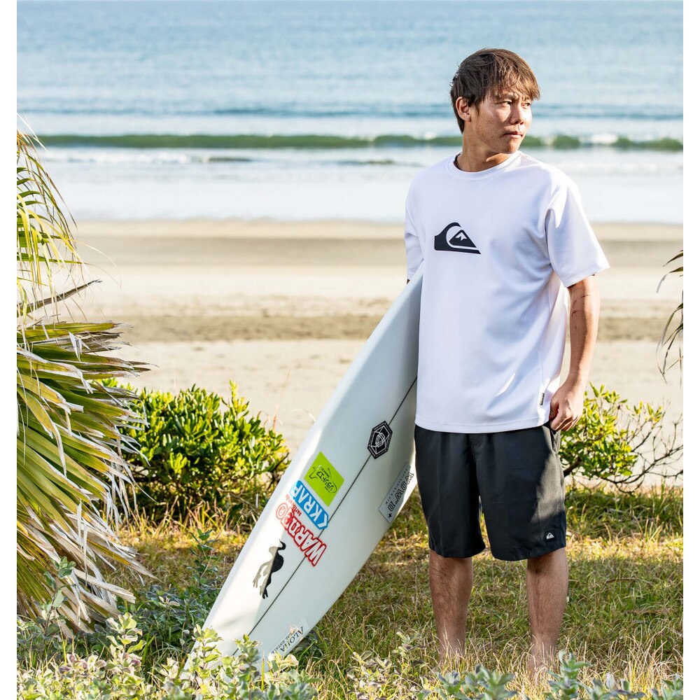 クイックシルバー（Quiksilver）（メンズ）ラッシュガード 半袖 Tシャツ UVカット COMP LOGO 24SS 24SP QLY241005 WHT