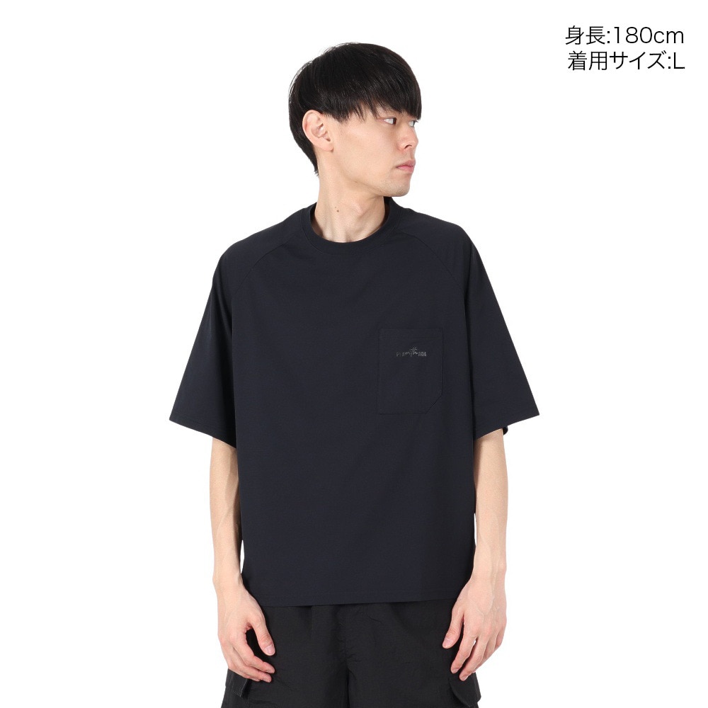 アクア（AQA）（メンズ）ラッシュガード 半袖 遮熱ラッシュ Tシャツ Lサイズ KW-4658 BK L