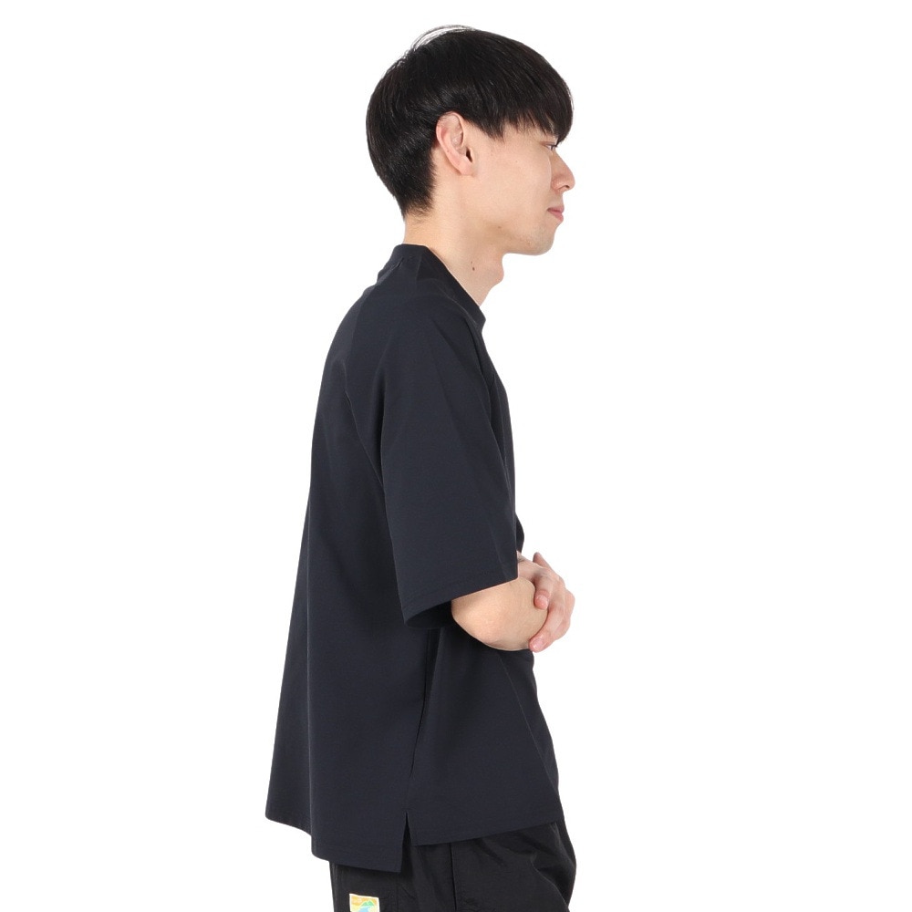 アクア（AQA）（メンズ）ラッシュガード 半袖 遮熱ラッシュ Tシャツ Lサイズ KW-4658 BK L