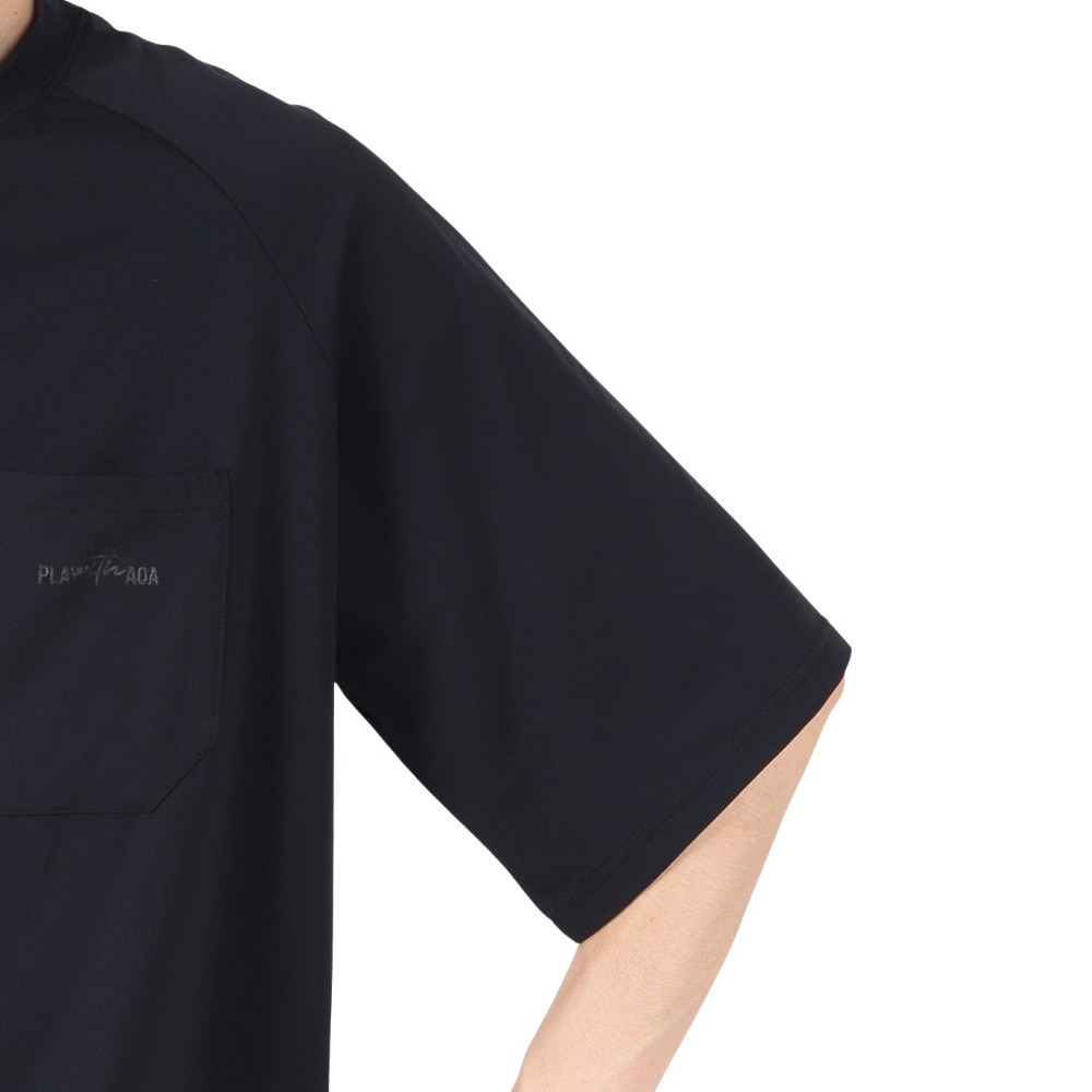 アクア（AQA）（メンズ）ラッシュガード 半袖 遮熱ラッシュ Tシャツ Lサイズ KW-4658 BK L