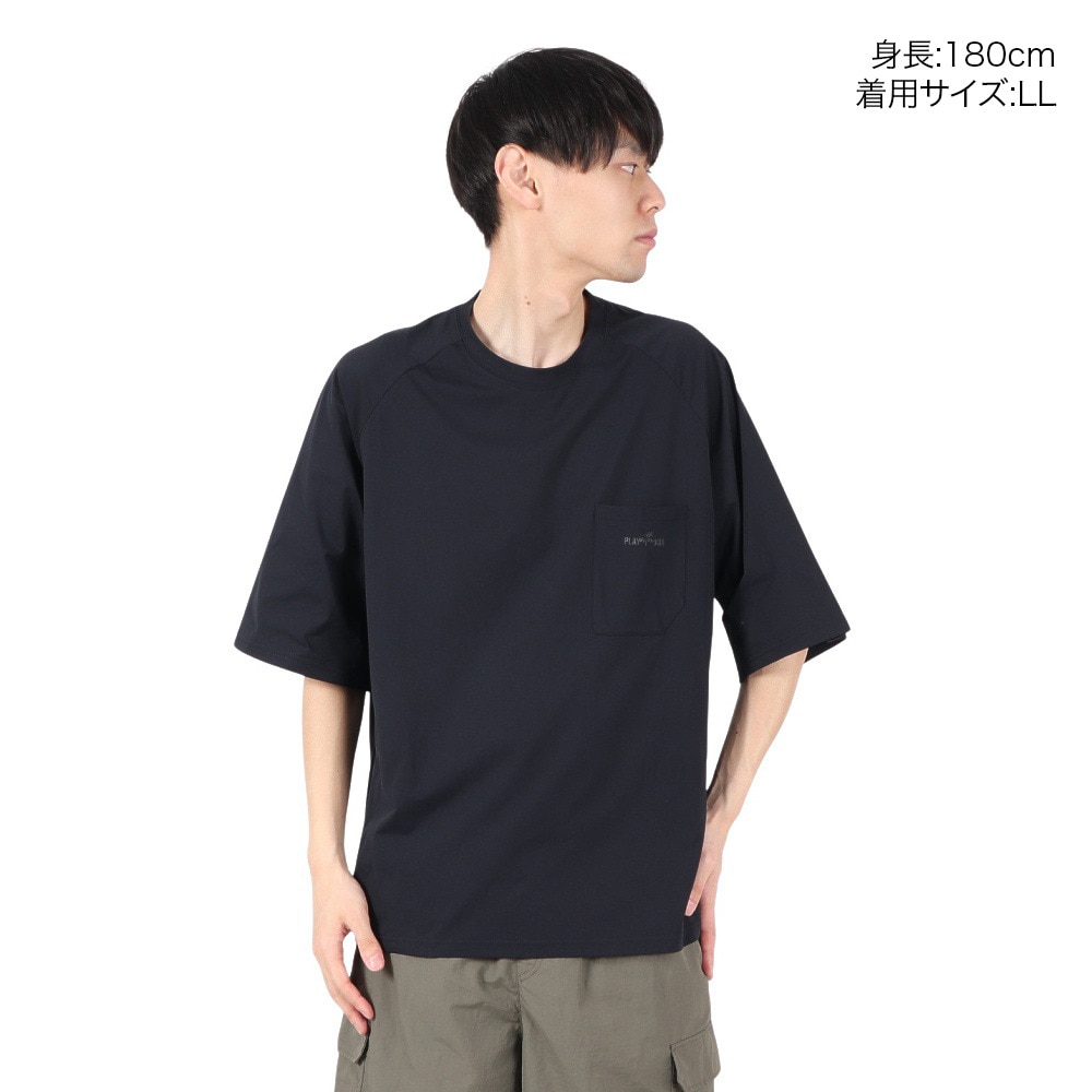 アクア（AQA）（メンズ）ラッシュガード 半袖 遮熱ラッシュ Tシャツ LLサイズ KW-4658 BK LL