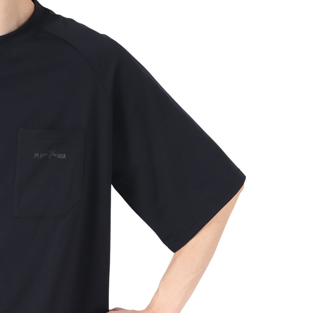 アクア（AQA）（メンズ）ラッシュガード 半袖 遮熱ラッシュ Tシャツ Mサイズ KW-4658 BK M