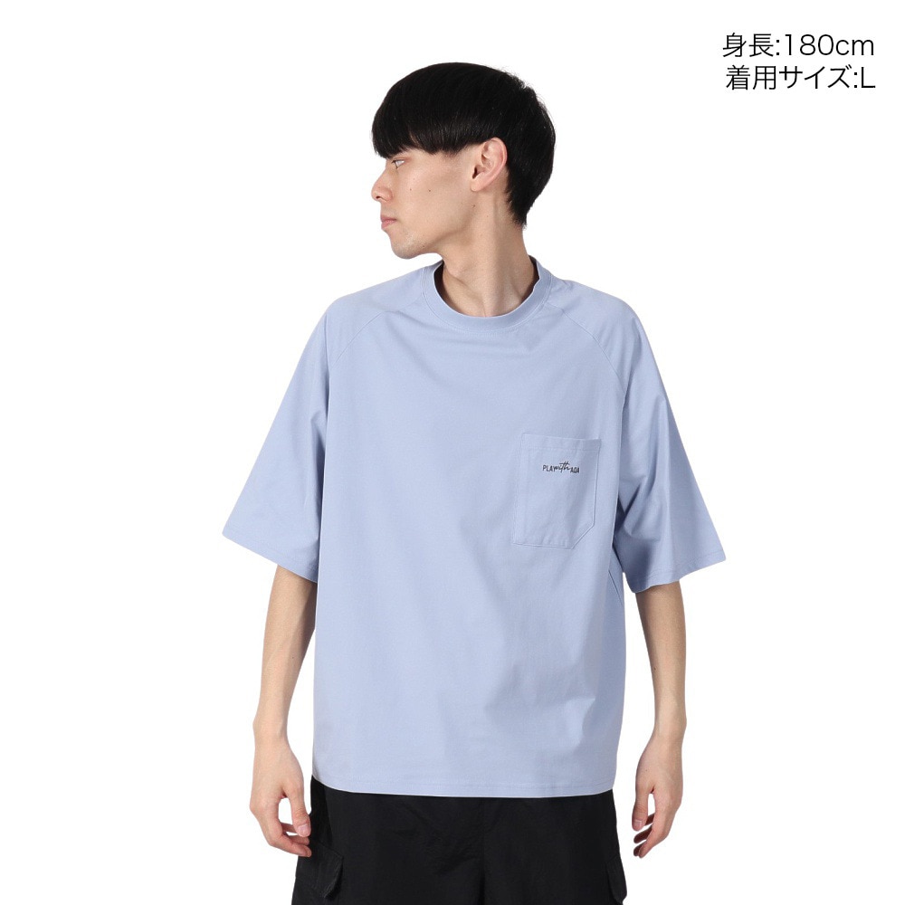 アクア（AQA）（メンズ）ラッシュガード 半袖 遮熱ラッシュ Tシャツ Lサイズ KW-4658 BU L