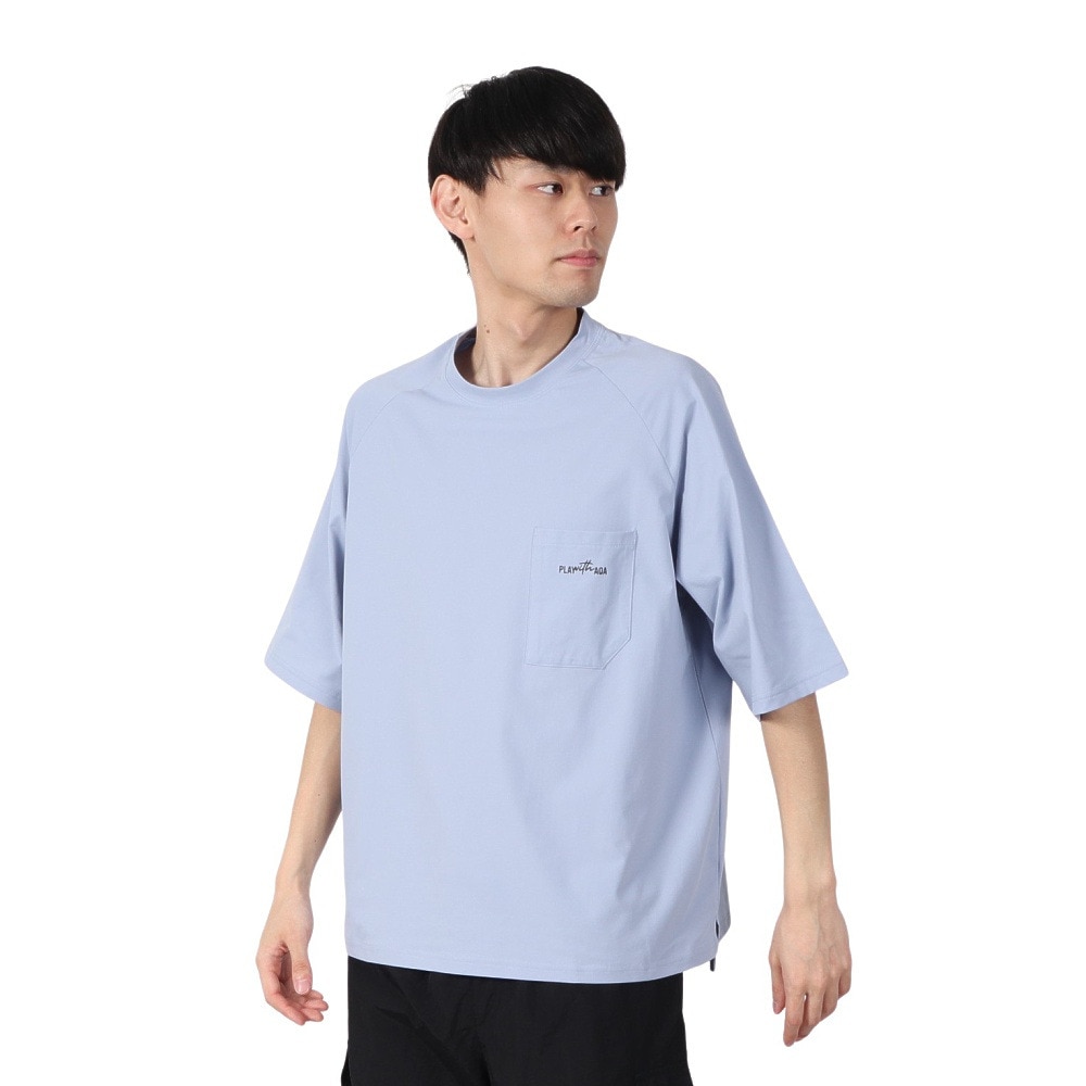 アクア（AQA）（メンズ）ラッシュガード 半袖 遮熱ラッシュ Tシャツ Lサイズ KW-4658 BU L