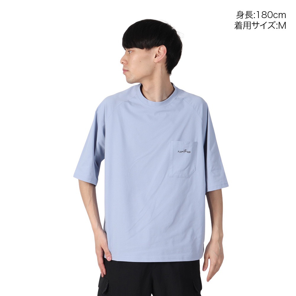 アクア（AQA）（メンズ）ラッシュガード 半袖 遮熱ラッシュ Tシャツ Mサイズ KW-4658 BU M