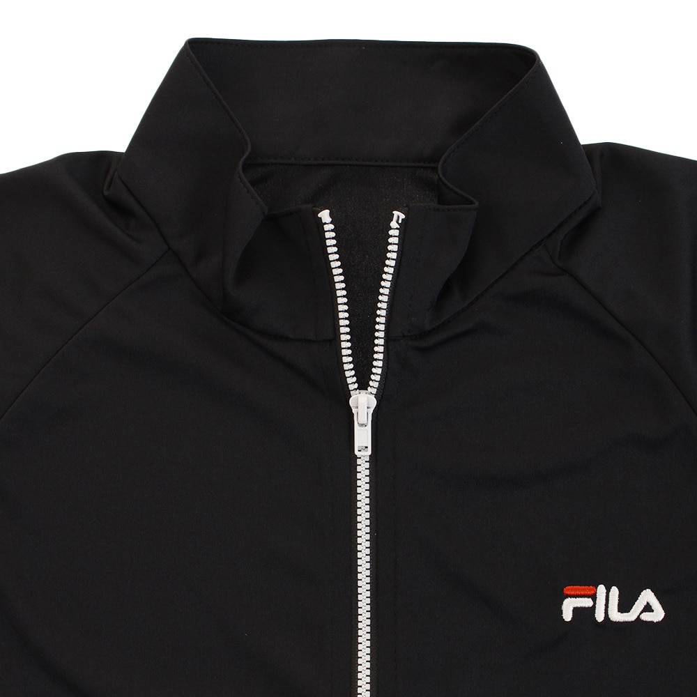 フィラ（FILA）（メンズ）ラッシュガード 配色スタンド フロントジップ 長袖 426-288-BK ブラック 水陸両用 UVカット 紫外線対策 