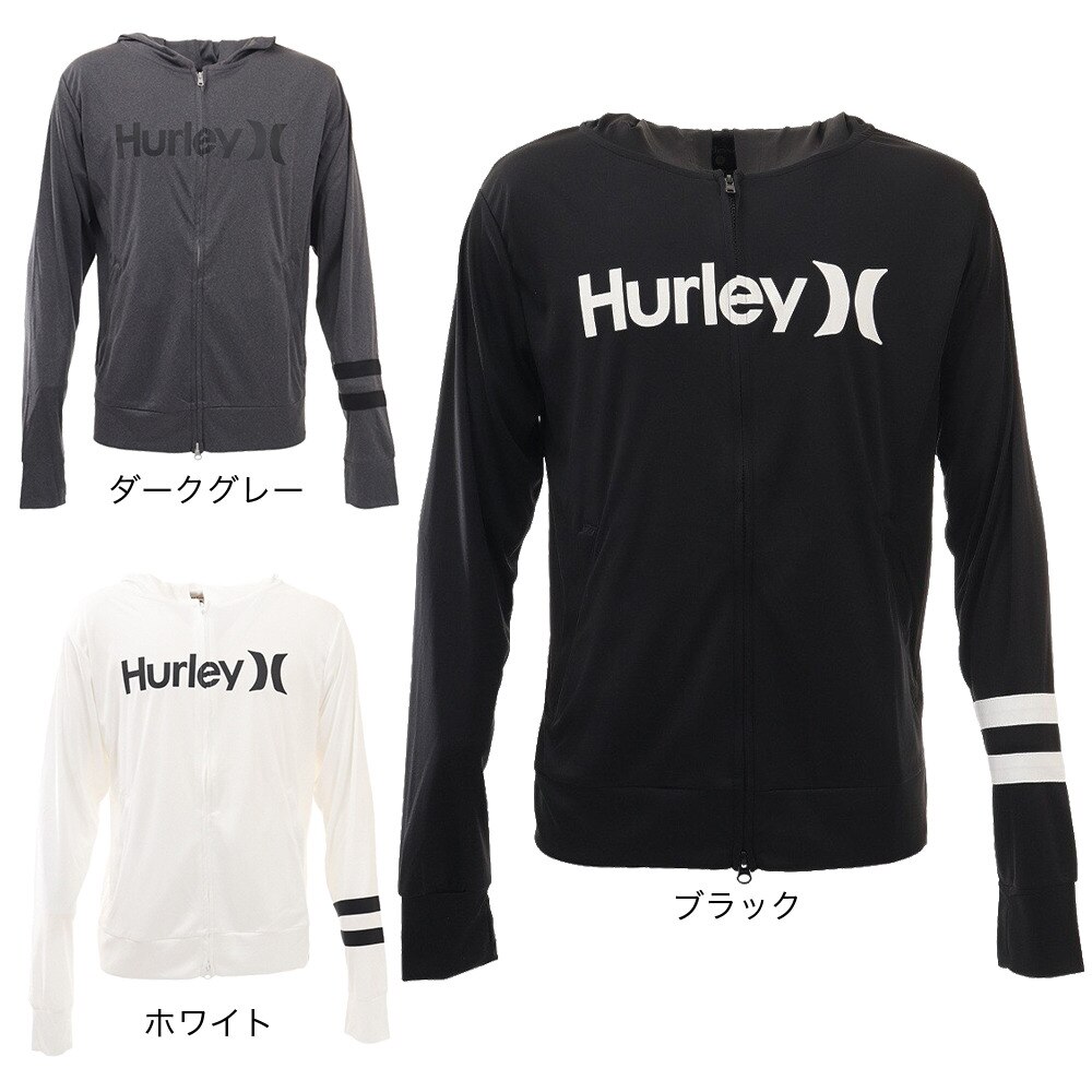 ハーレー（HURLEY）（メンズ）ラッシュガード 長袖 パーカー ジップ ONE AND ONLY MRG2100001-WHT ホワイト UVカット 水陸両用 紫外線対策 UPF50+