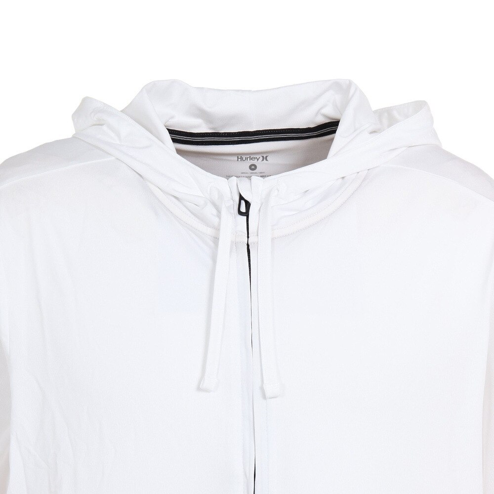 ハーレー（HURLEY）（メンズ）ラッシュガード 長袖 パーカー ジップフーディ メンズ FASTLANE 22 CT4308-100 ホワイト UVカット 紫外線対策 UPF50+