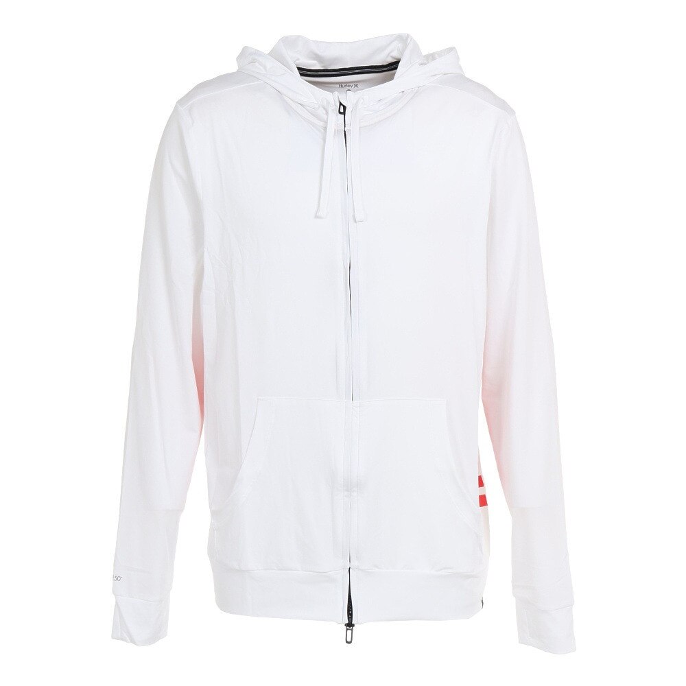 ハーレー（HURLEY）（メンズ）ラッシュガード 長袖 パーカー ジップフーディ メンズ FASTLANE 22 CT4308-100 ホワイト UVカット 紫外線対策 UPF50+
