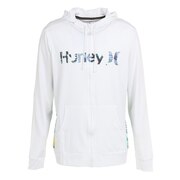 ハーレー（HURLEY）（メンズ）ラッシュガード 長袖 パーカー ジップフーディ メンズ FLORAL 22 CT4309-100 ホワイト UVカット 紫外線対策 UPF50+