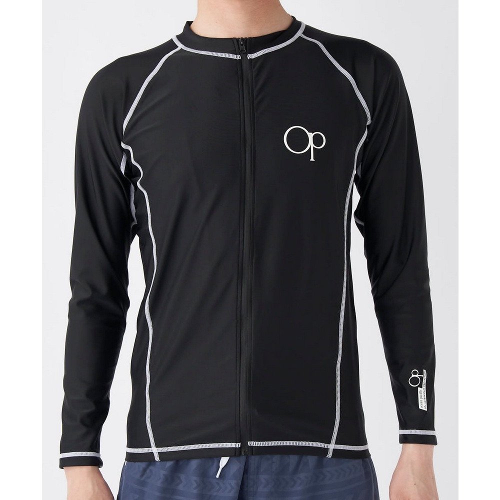 オーシャンパシフィック（Ocean Pacific）（メンズ）定番ジップアップ ロングスリーブラッシュガード 513481BLK
