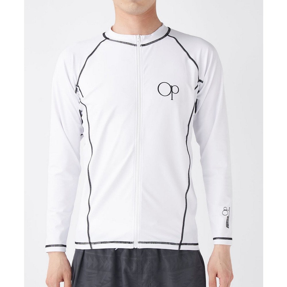 オーシャンパシフィック（Ocean Pacific）（メンズ）定番ジップアップ ロングスリーブラッシュガード 513481WHT