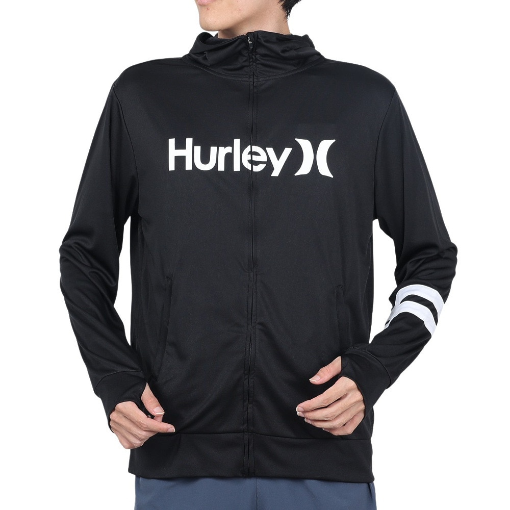 ハーレー（HURLEY）（メンズ）UPF50+ 軽量 速乾 ラッシュガード フルジップパーカー 長袖 MRG2310036-BLK