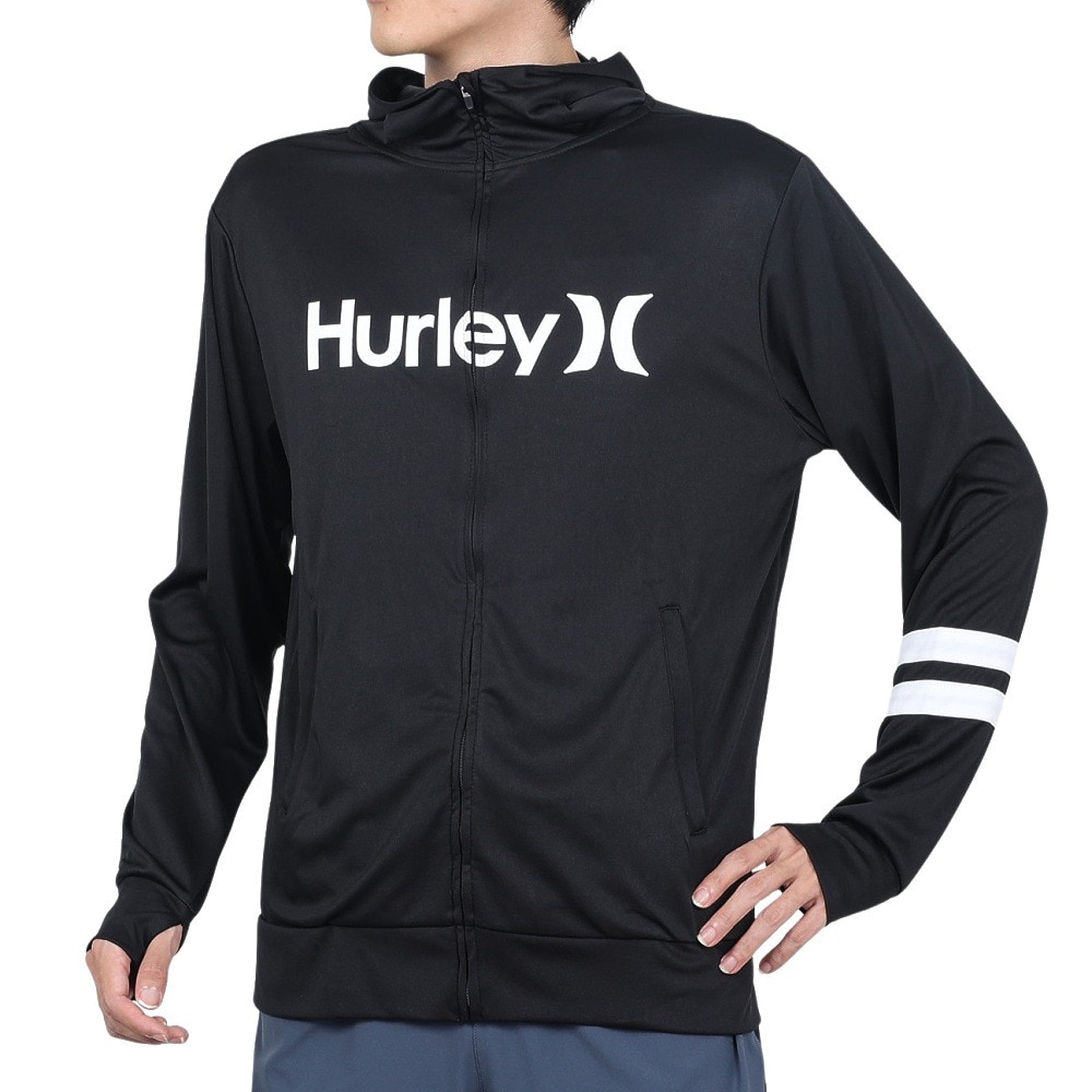 ハーレー（HURLEY）（メンズ）UPF50+ 軽量 速乾 ラッシュガード フルジップパーカー 長袖 MRG2310036-BLK