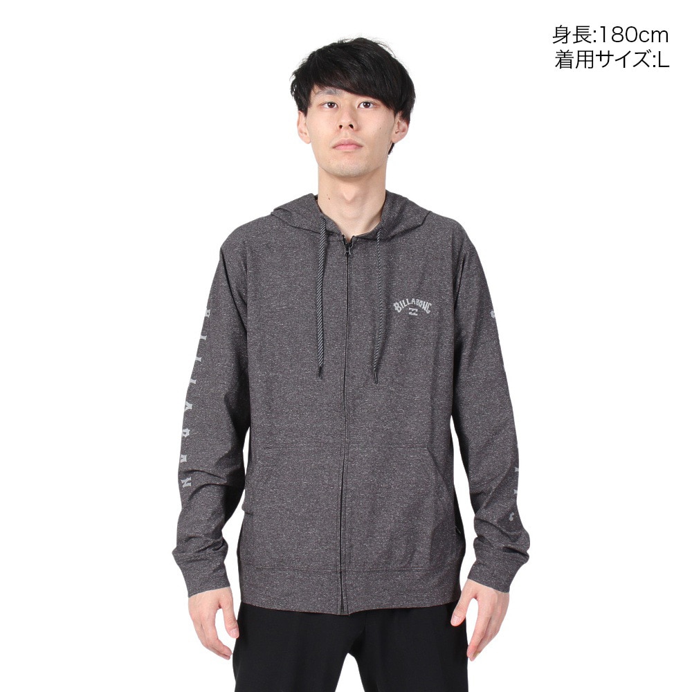 ビラボン（BILLABONG）（メンズ）ラッシュガード 長袖 ジップフーディー SURF FLEX ZIP BE011860 BKH ブラック