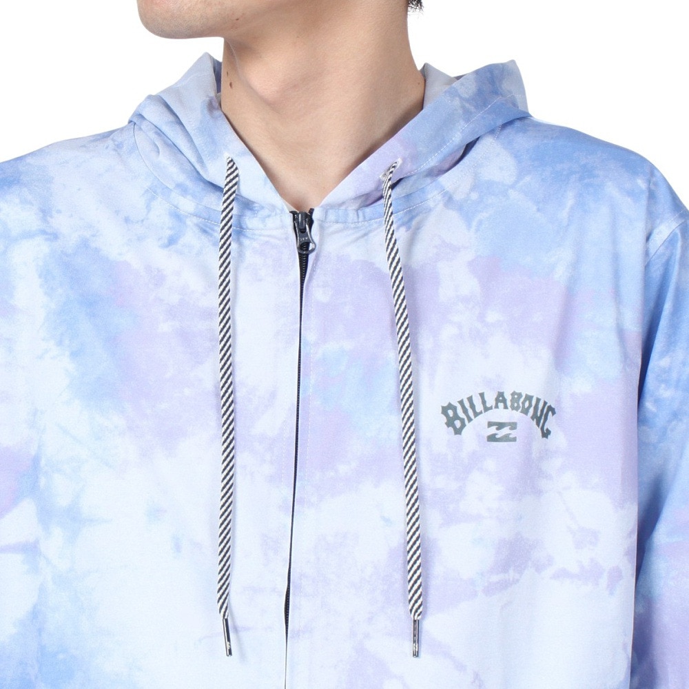 ビラボン（BILLABONG）（メンズ）ラッシュガード 長袖 ジップフーディー SURF FLEX ZIP BE011860 TYE ブルー×パープル