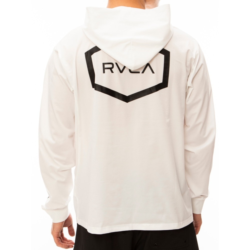 ルーカ（RVCA）（メンズ）ラッシュガード 長袖 フーディー 速乾 UPF50+ HEX LS SURF BE041800 WHT ホワイト