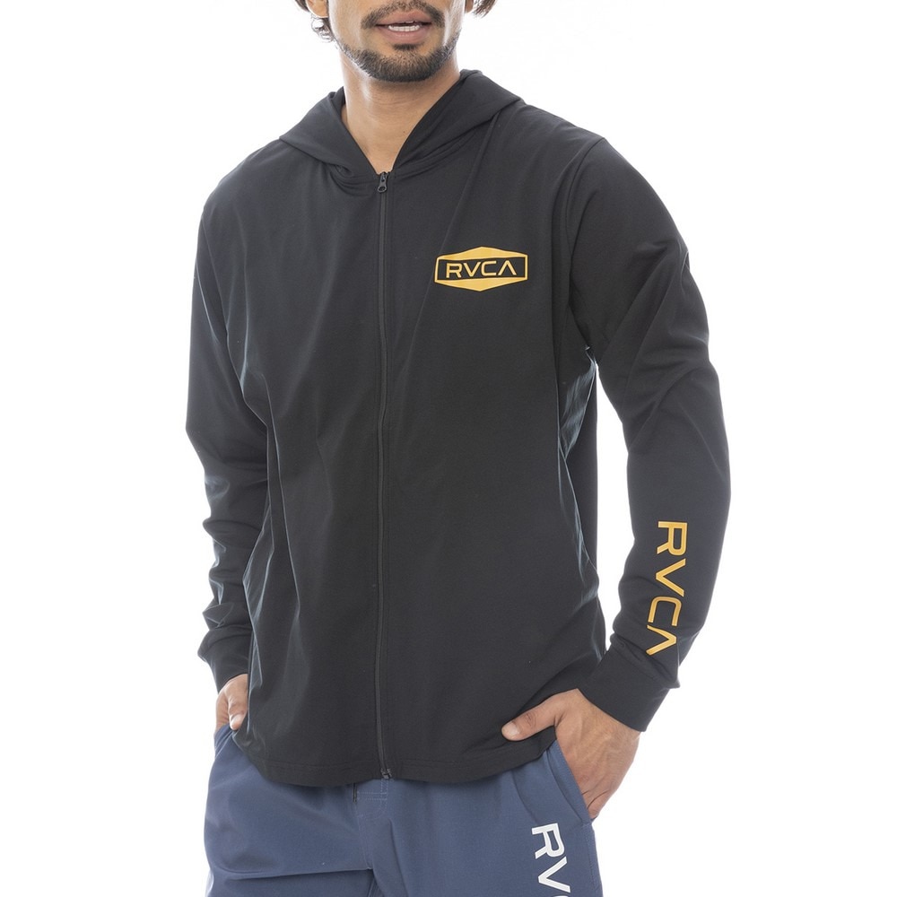 ルーカ（RVCA）（メンズ）ラッシュガード 長袖 HEX BOX サーフ ジップアップフーディー BF041875 BLK