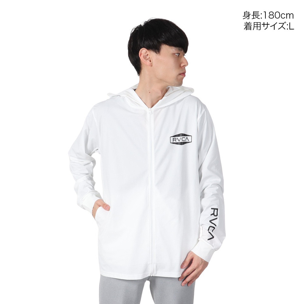 ルーカ（RVCA）（メンズ）ラッシュガード 長袖 HEX BOX サーフ ジップアップフーディー BF041875 WHT