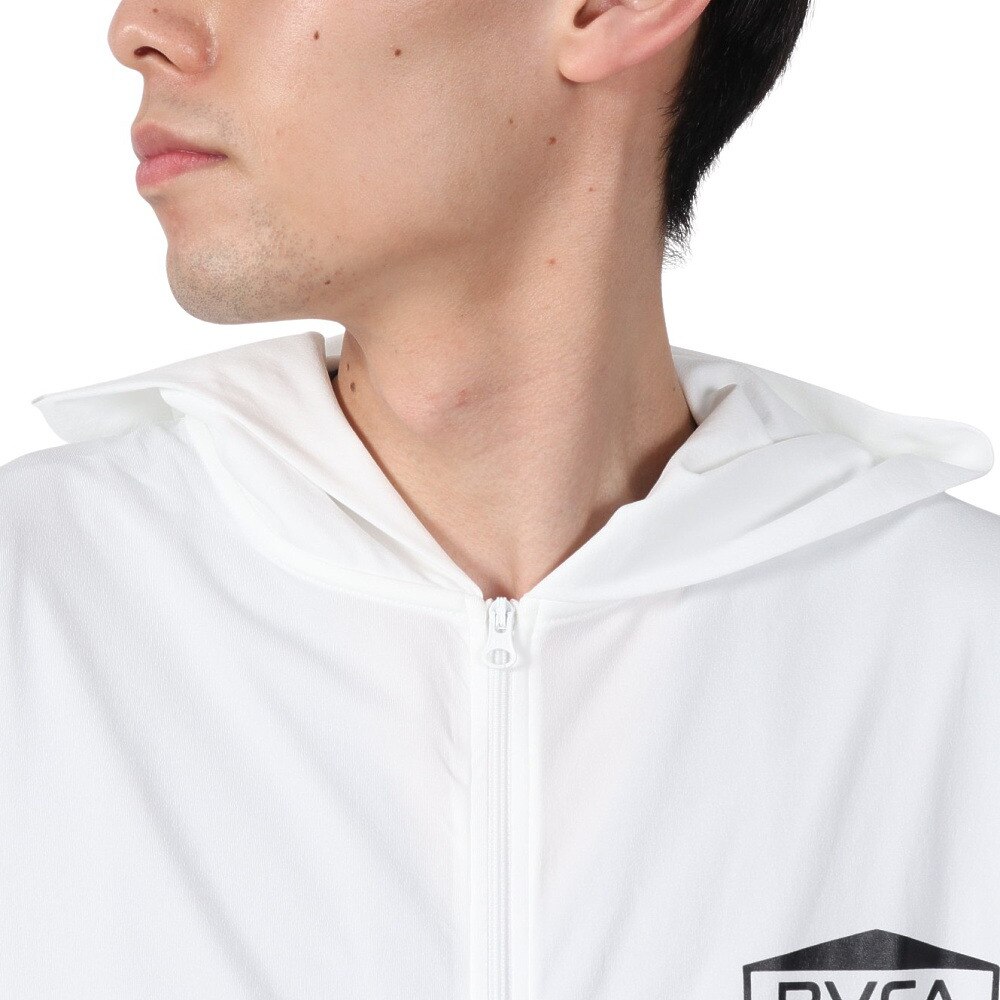 ルーカ（RVCA）（メンズ）ラッシュガード 長袖 HEX BOX サーフ ジップアップフーディー BF041875 WHT