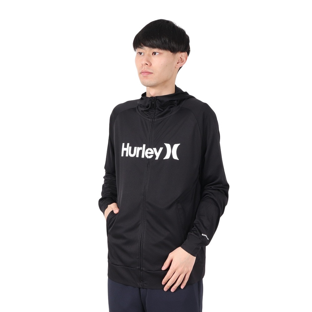 ハーレー（HURLEY）（メンズ）ラッシュガード 長袖 ファントム ワンアンドオンリー フルジップ フーディー MSRG251010-BLK