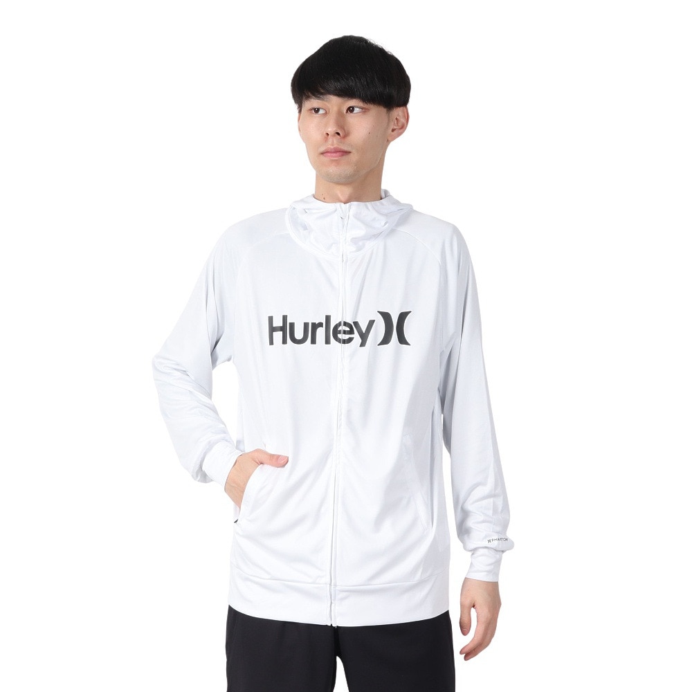 ハーレー（HURLEY）（メンズ）長袖 ファントム ラッシュガード ワンアンドオンリー フルジップ フーディー MSRG251010-WHT