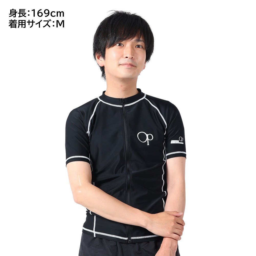 オーシャンパシフィック（Ocean Pacific）（メンズ）ラッシュガード 半袖 Tシャツ ジップアップ UVカット UPF50+ 紫外線対策 513483BLK