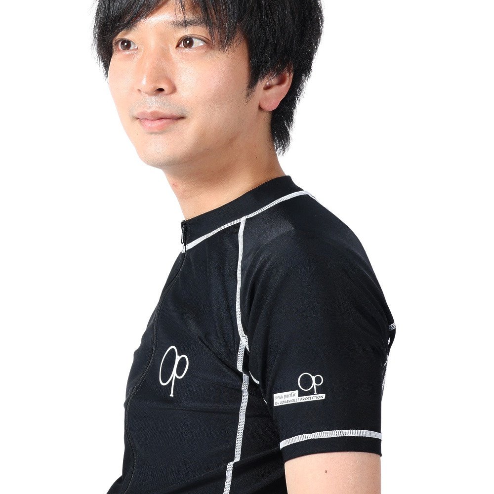 オーシャンパシフィック（Ocean Pacific）（メンズ）ラッシュガード 半袖 Tシャツ ジップアップ UVカット UPF50+ 紫外線対策 513483BLK