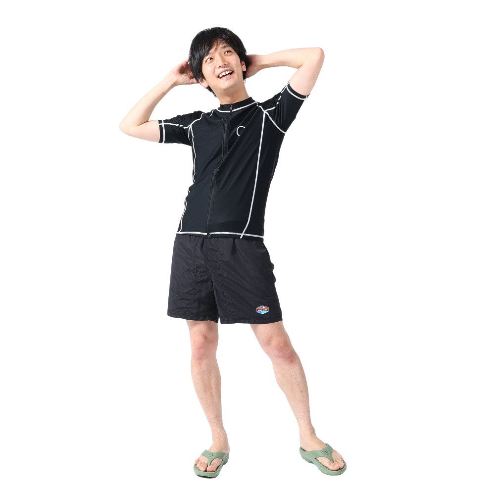 オーシャンパシフィック（Ocean Pacific）（メンズ）ラッシュガード 半袖 Tシャツ ジップアップ UVカット UPF50+ 紫外線対策 513483BLK