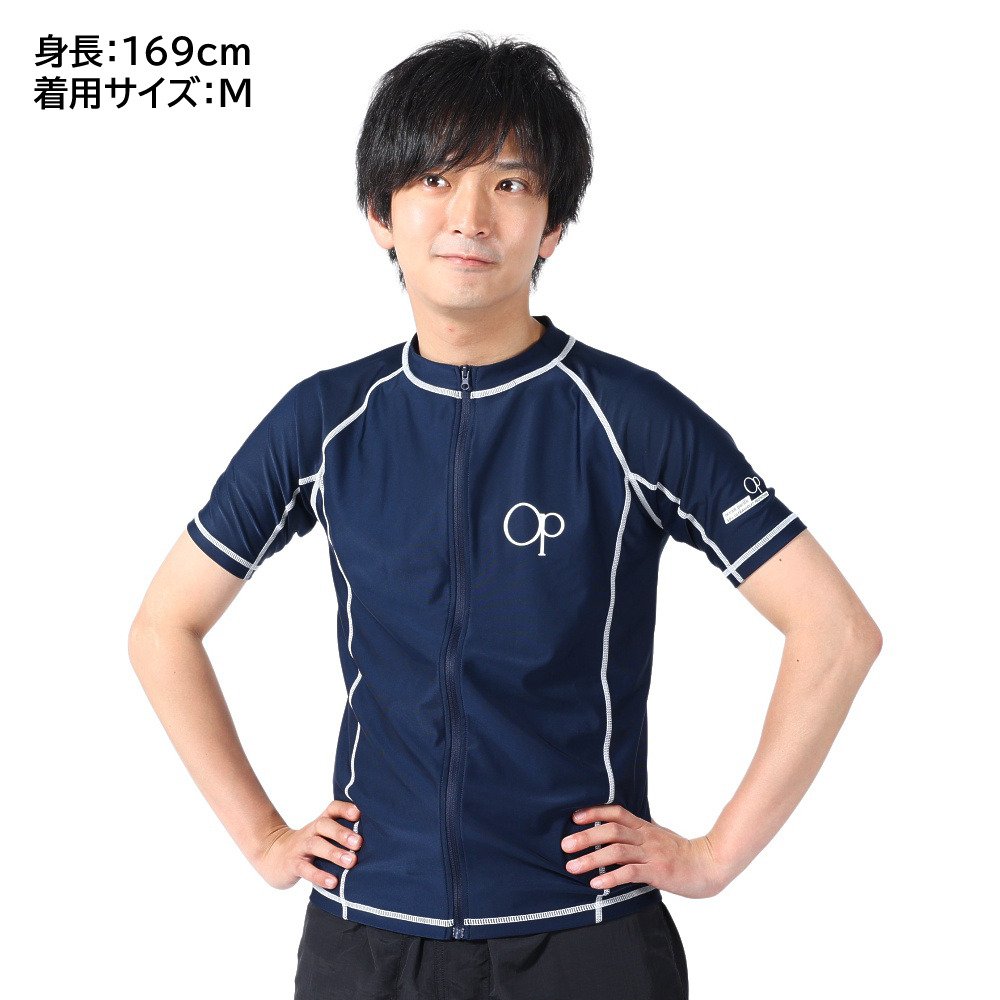 オーシャンパシフィック（Ocean Pacific）（メンズ）ラッシュガード 半袖 Tシャツ ジップアップ UVカット UPF50+ 紫外線対策 513483NVY