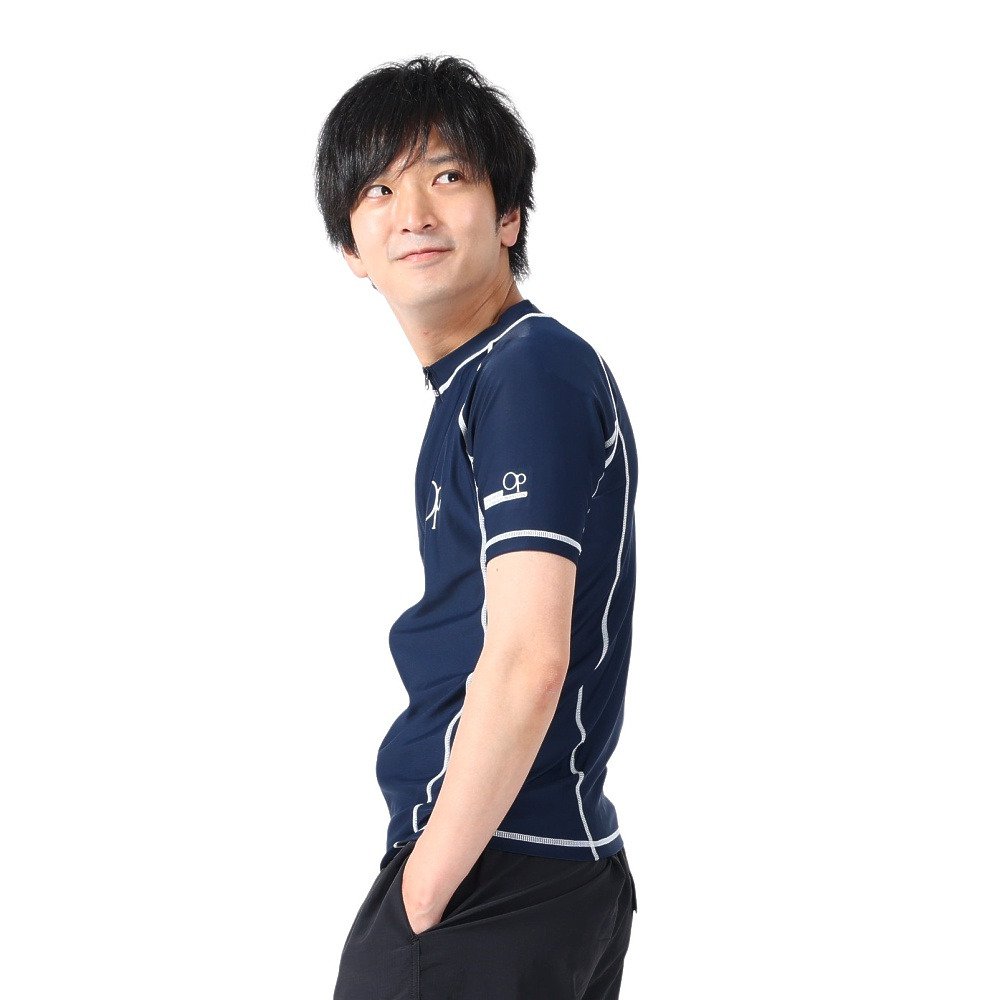 オーシャンパシフィック（Ocean Pacific）（メンズ）ラッシュガード 半袖 Tシャツ ジップアップ UVカット UPF50+ 紫外線対策 513483NVY
