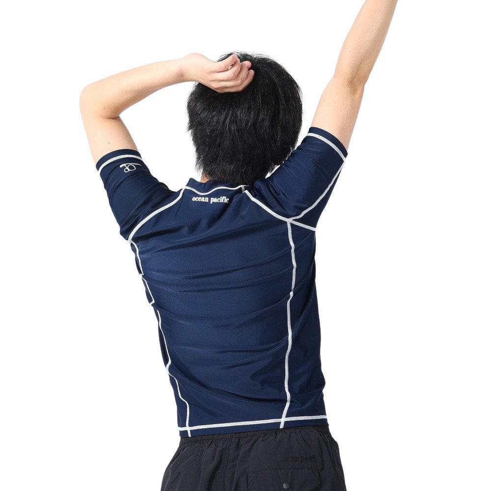 オーシャンパシフィック（Ocean Pacific）（メンズ）ラッシュガード 半袖 Tシャツ ジップアップ UVカット UPF50+ 紫外線対策 513483NVY