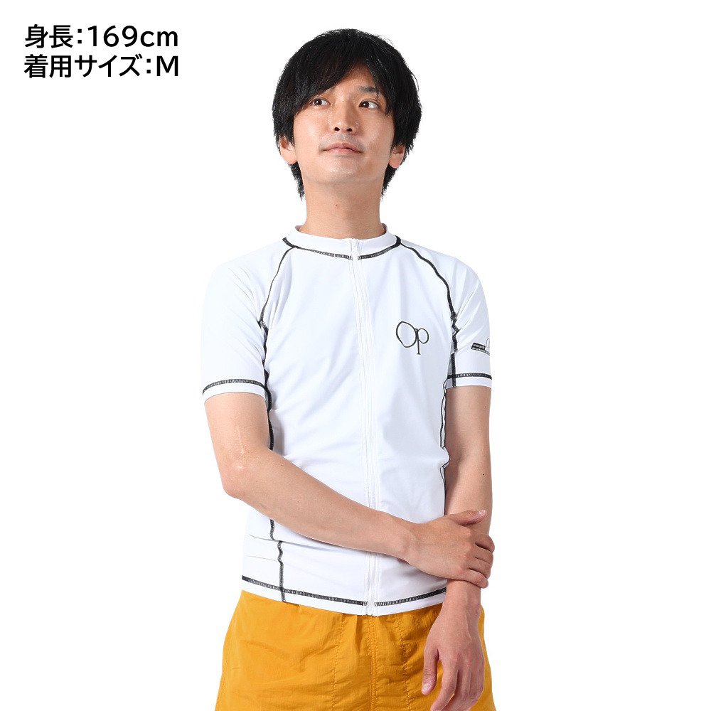 オーシャンパシフィック（Ocean Pacific）（メンズ）ラッシュガード 半袖 Tシャツ ジップアップ UVカット UPF50+ 紫外線対策 513483WHT